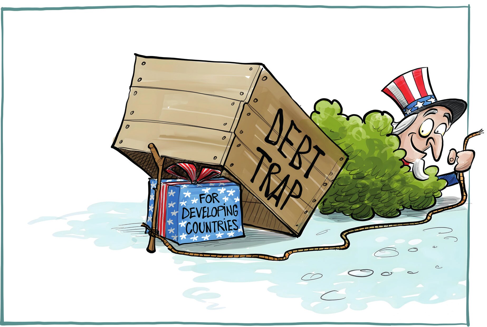 ABD’nin kurduğu ekonomik tuzaklarla ticaret savaşı uzun sürecektir (Karikatür: CGTN, 2022).