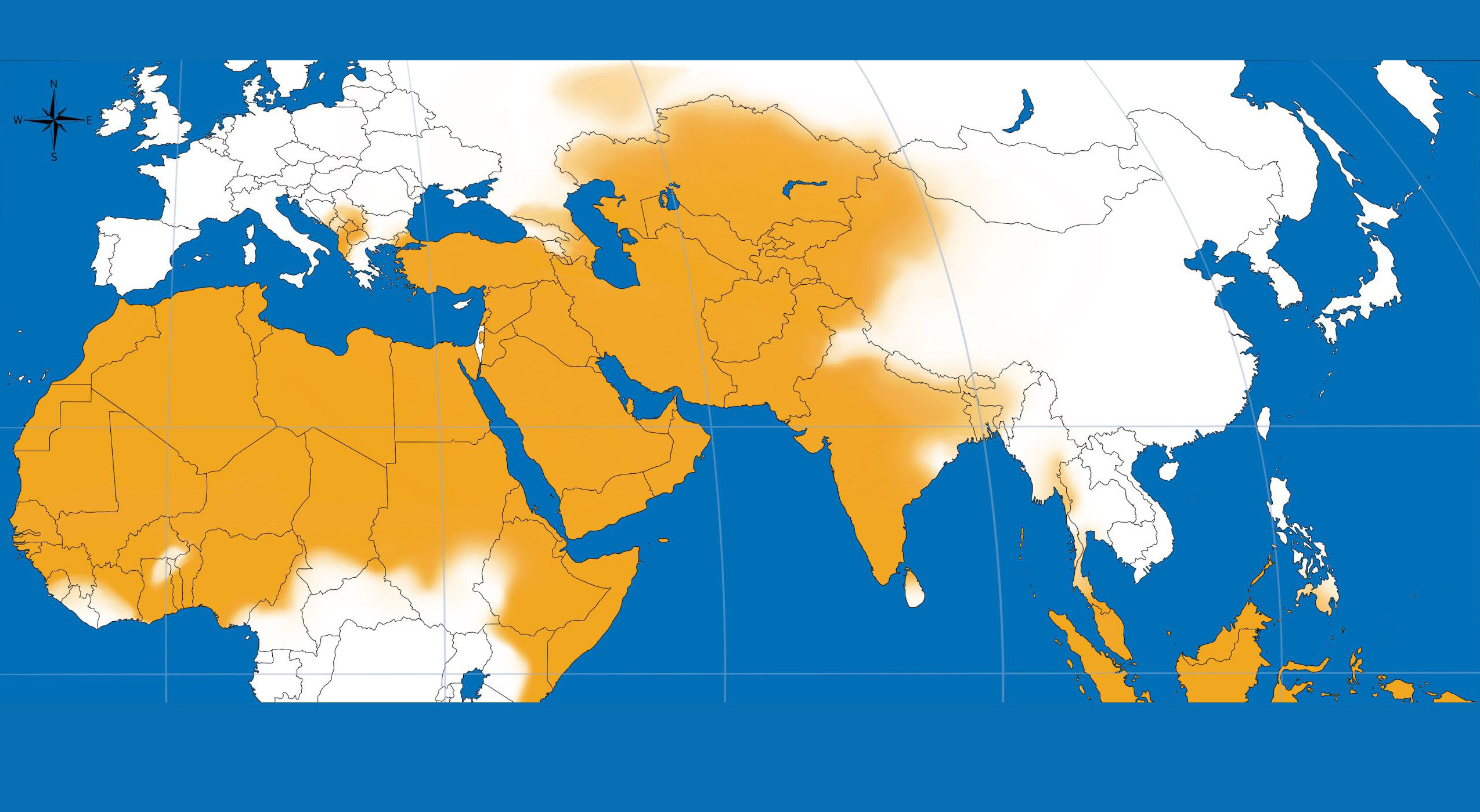 “The existence of Islamic empires ensured the coexistence and mutual exchange of multiple cultures, connecting numerous cultural centers to form larger cultural regions”. Islamic World Today (Map: Oxford University, n.d.).