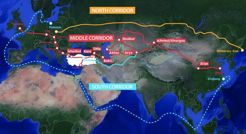 Orta Koridorun geliştirilmesine yönelik çalışmalarda Türk Devletleri Teşkilatı’nın da aktif bir rol alması KKTC açısından da büyük önem taşımaktadır (Şekil: UAB, 2021).