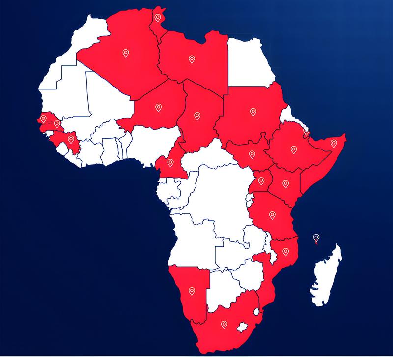 Afrika’daki TİKA Ofisleri’ni gösteren harita (Şekil: TİKA, 2021).